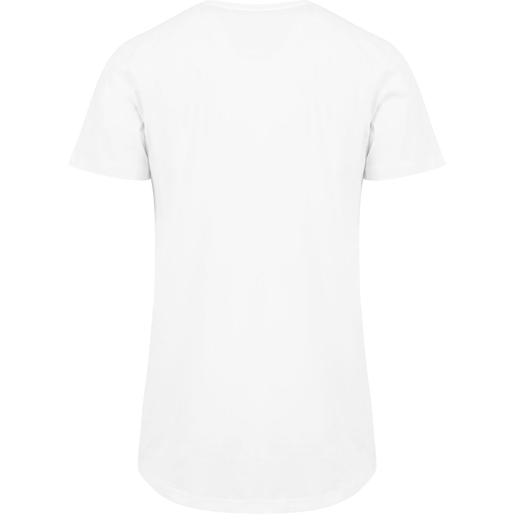 White - Side - Build Your Brand Mens Shaped Long Short Sleeve T-Shirt