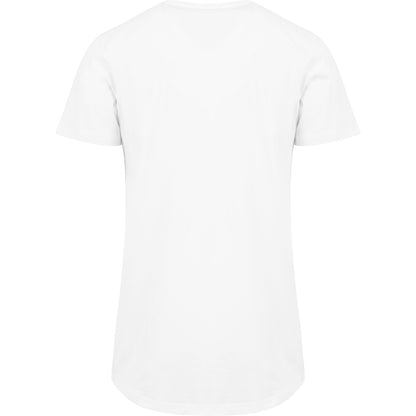 White - Side - Build Your Brand Mens Shaped Long Short Sleeve T-Shirt