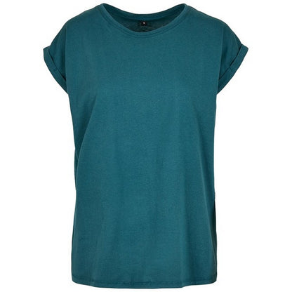 Teal - Front - Build Your Brand Womens-Ladies Extended Shoulder T-Shirt