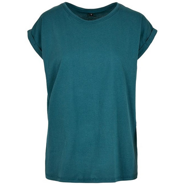 Teal - Front - Build Your Brand Womens-Ladies Extended Shoulder T-Shirt
