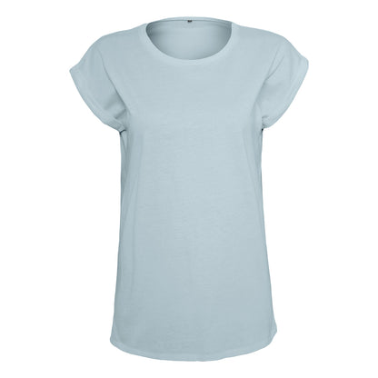 Powder Blue - Front - Build Your Brand Womens-Ladies Extended Shoulder T-Shirt