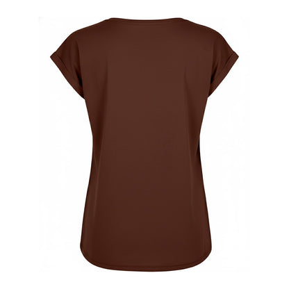 Chocolate Brown - Back - Build Your Brand Womens-Ladies Extended Shoulder T-Shirt