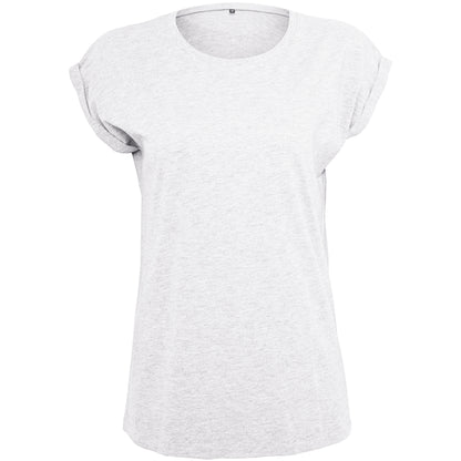 White - Front - Build Your Brand Womens-Ladies Extended Shoulder T-Shirt