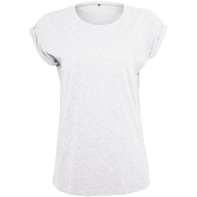 White - Front - Build Your Brand Womens-Ladies Extended Shoulder T-Shirt