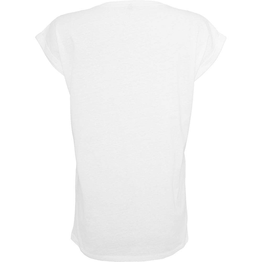White - Back - Build Your Brand Womens-Ladies Extended Shoulder T-Shirt