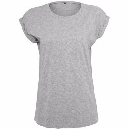 Heather Grey - Front - Build Your Brand Womens-Ladies Extended Shoulder T-Shirt
