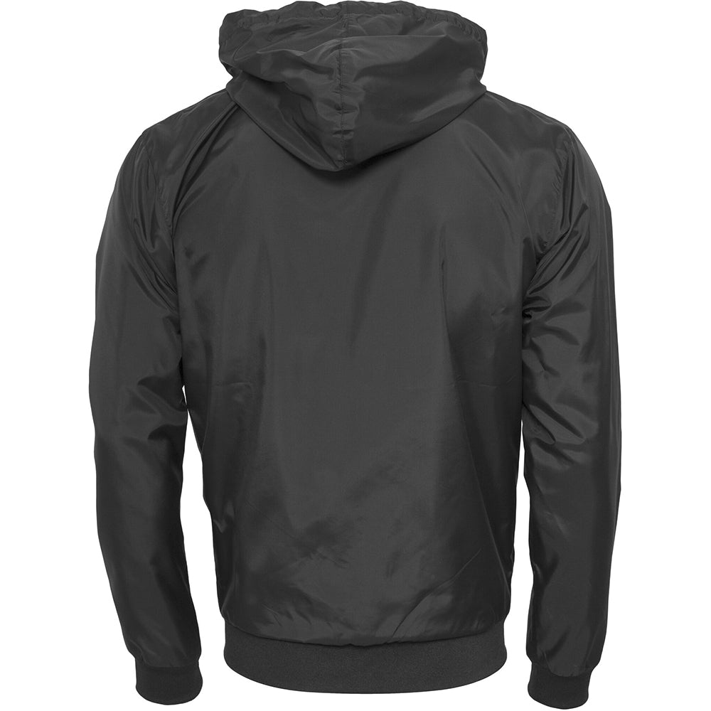 Black-White - Back - Build Your Brand Mens Zip Up Wind Runner Jacket
