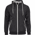 Black-White - Front - Build Your Brand Mens Zip Up Wind Runner Jacket