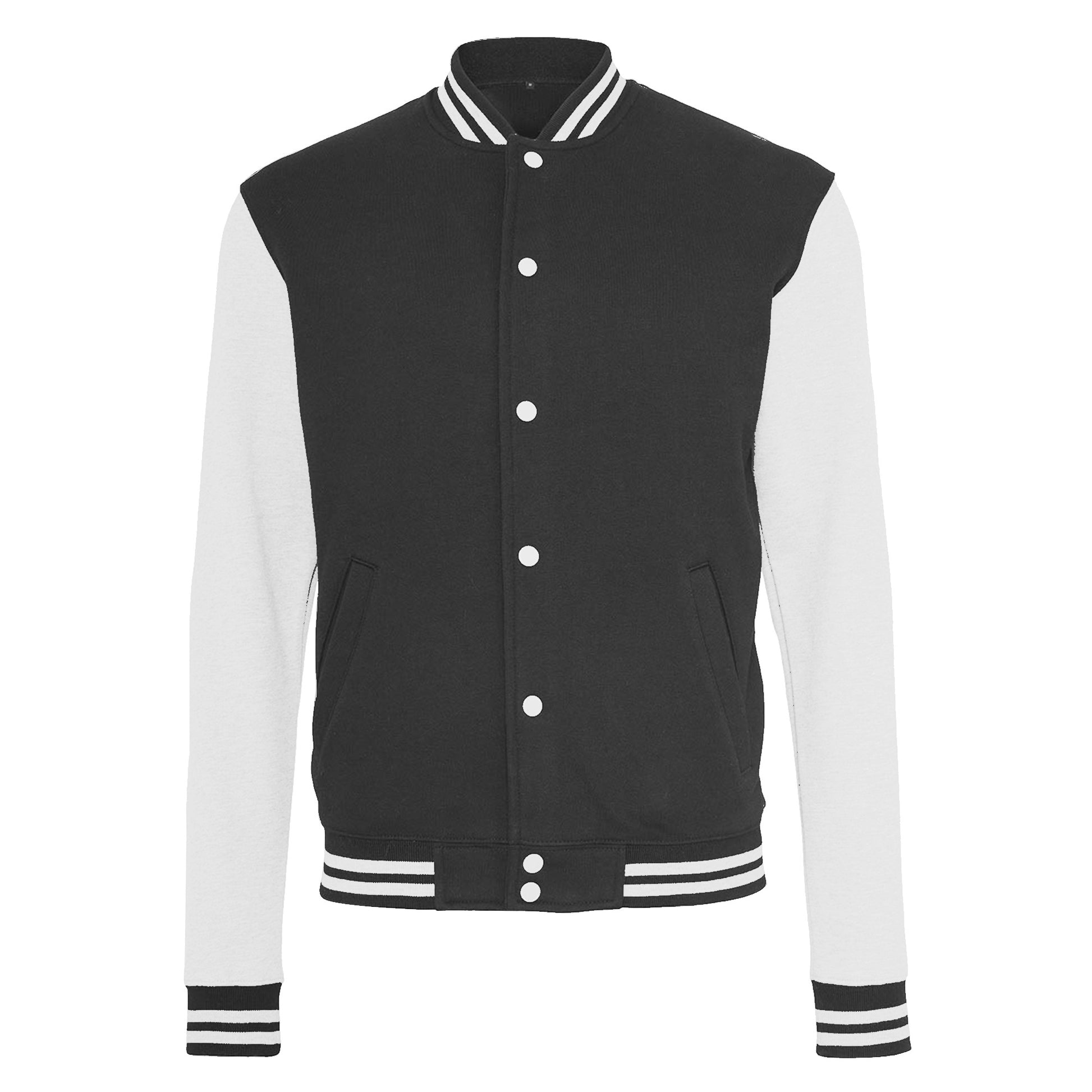Black-White - Front - Build Your Brand Mens Sweat College Jacket