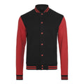 Black-Red - Front - Build Your Brand Mens Sweat College Jacket