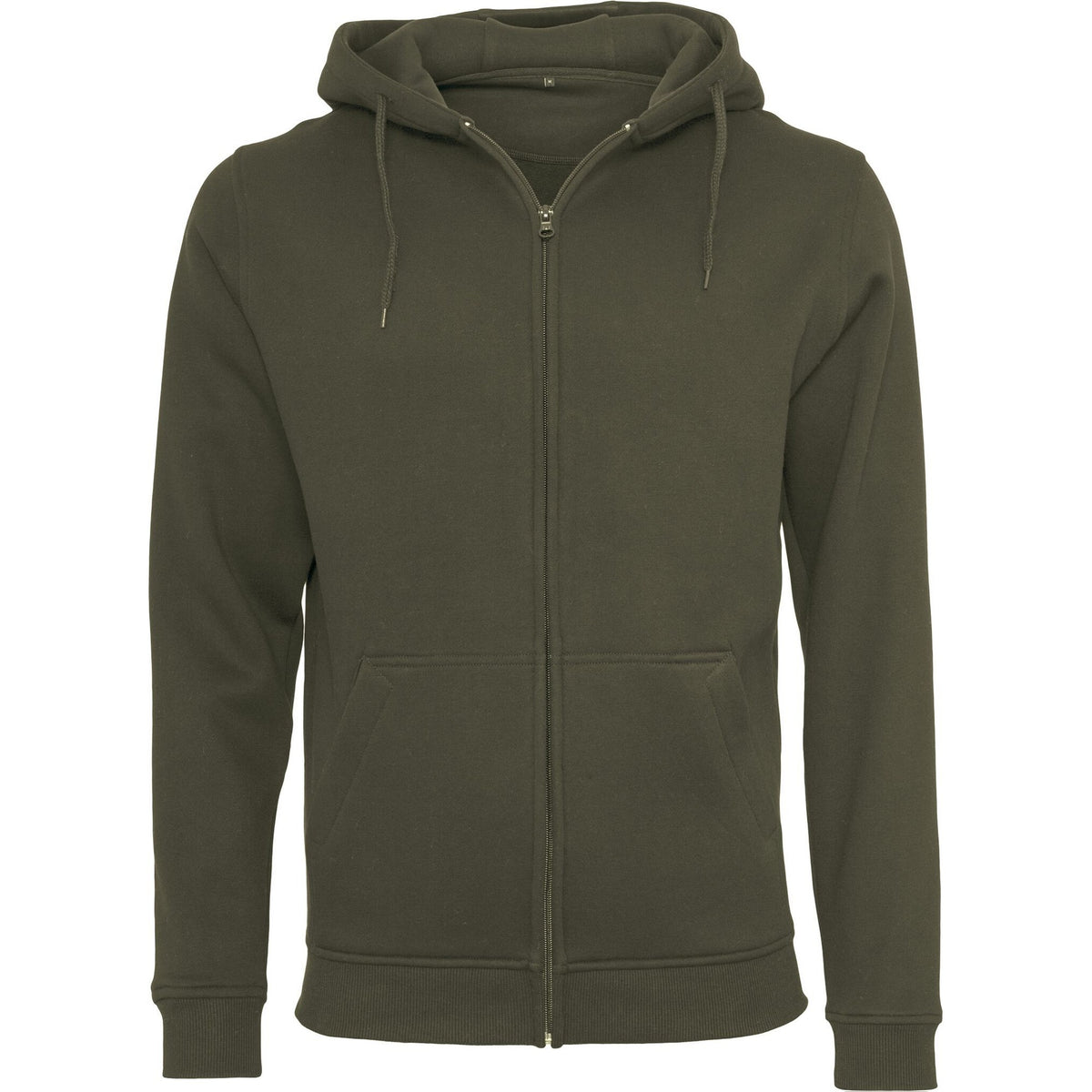 Olive - Front - Build Your Brand Mens Heavy Zip Up Hoodie