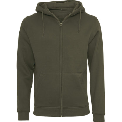 Olive - Front - Build Your Brand Mens Heavy Zip Up Hoodie