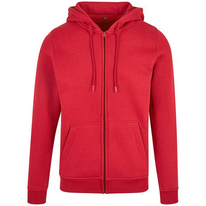 City Red - Front - Build Your Brand Mens Heavy Zip Up Hoodie
