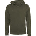 Olive - Front - Build Your Brand Mens Heavy Zip Up Hoodie