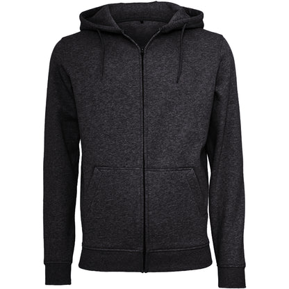 Black - Front - Build Your Brand Mens Heavy Zip Up Hoodie