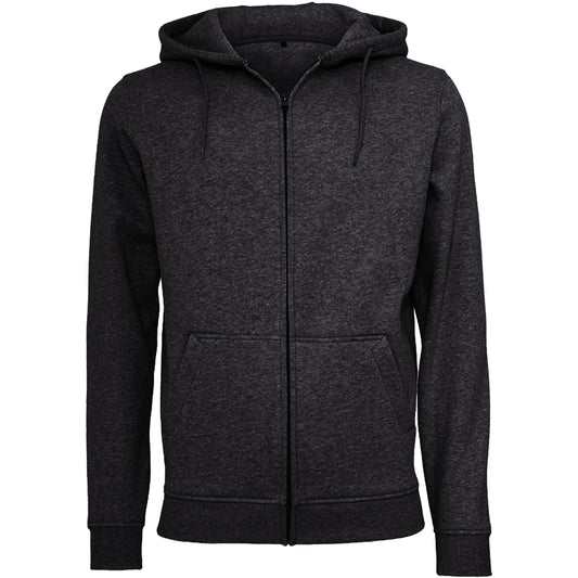 Black - Front - Build Your Brand Mens Heavy Zip Up Hoodie