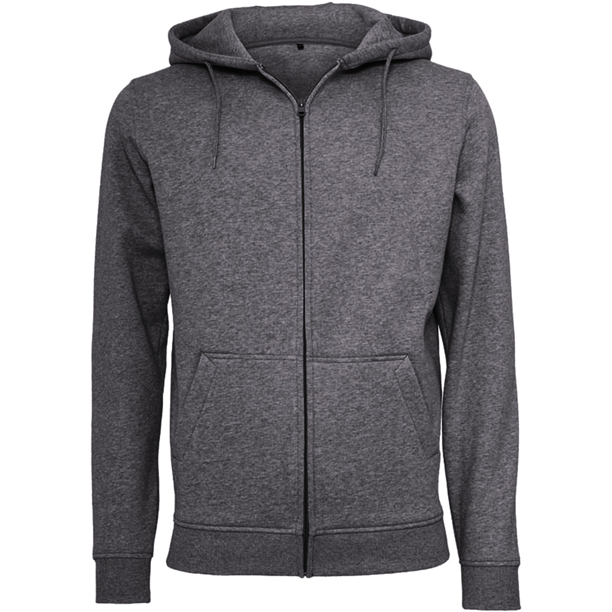 Charcoal - Front - Build Your Brand Mens Heavy Zip Up Hoodie