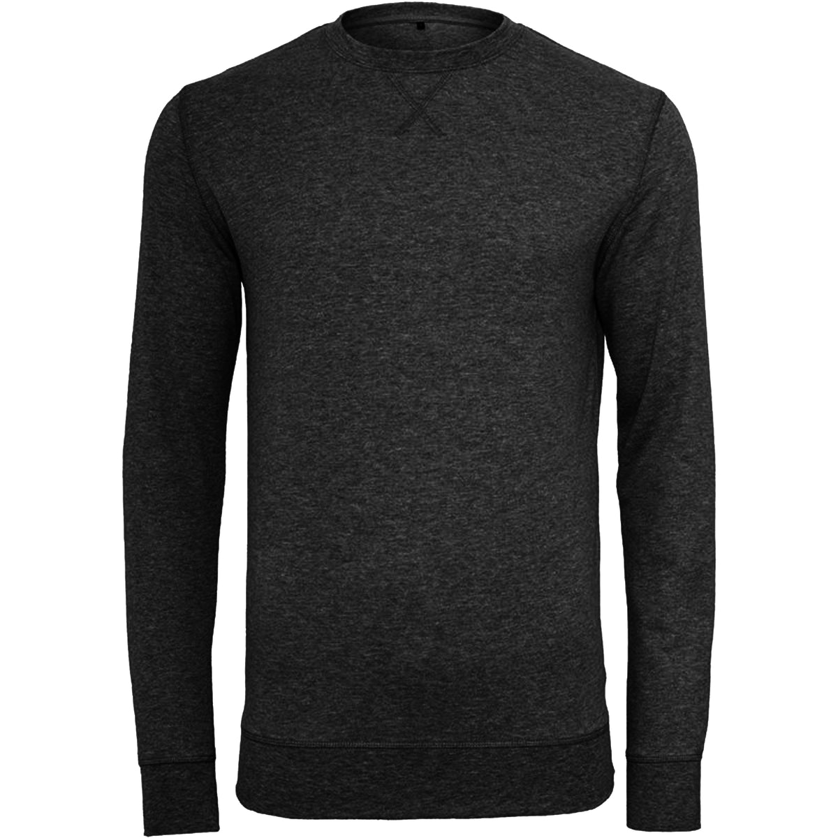Black - Front - Build Your Brand Mens Plain Light Crewneck Sweater