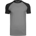 Charcoal-Black - Front - Build Your Brand Mens Raglan Contrast Short Sleeve T-Shirt