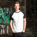 White-Black - Side - Build Your Brand Mens Raglan Contrast Short Sleeve T-Shirt