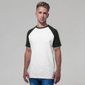 White-Black - Lifestyle - Build Your Brand Mens Raglan Contrast Short Sleeve T-Shirt