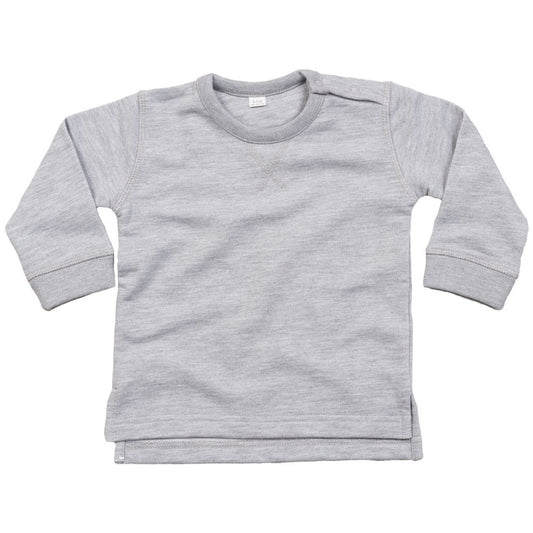 Heather Grey Melange - Front - Babybugz Baby-Babies Sweatshirt
