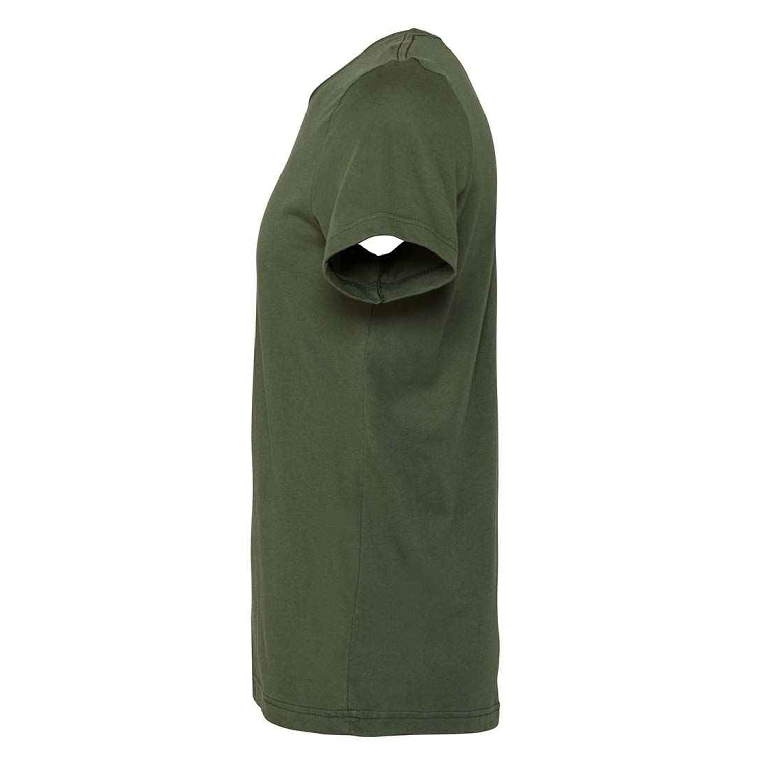 Military Green - Side - Bella + Canvas Unisex Jersey Crew Neck T-Shirt