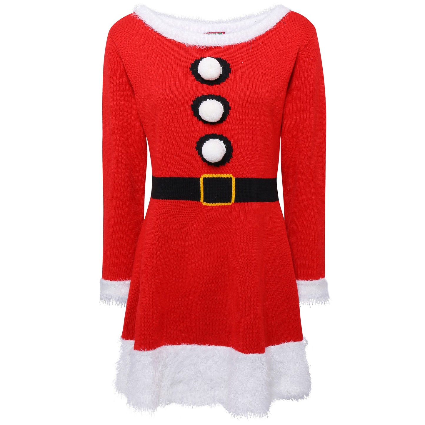 Red - Front - Christmas Shop Womens Christmas Knitted Dress