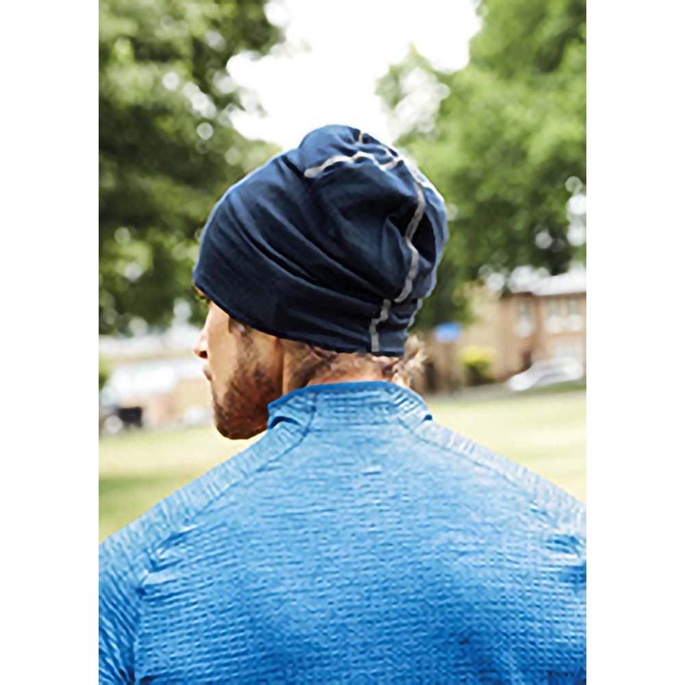 French Navy-White - Side - Beechfield Mens Hemsedal Cotton Beanie