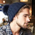 Navy - Side - Beechfield Unisex Verbier Fur Pom Pom Chunky Beanie