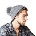 Light Grey - Side - Beechfield Unisex Verbier Fur Pom Pom Chunky Beanie