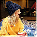 French Navy - Side - Beechfield Womens-Ladies Oversized Hand Knitted Beanie