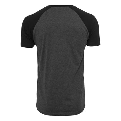 Charcoal-Black - Back - Build Your Brand Mens Raglan Contrast Tee