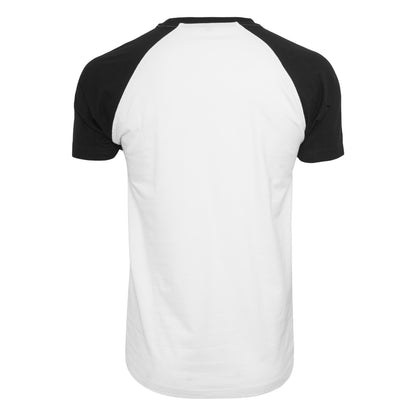 White-Black - Back - Build Your Brand Mens Raglan Contrast Tee