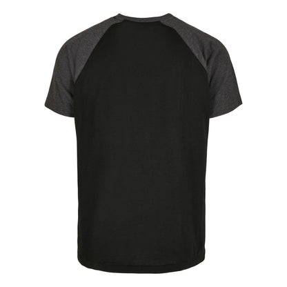 Black-Charcoal - Back - Build Your Brand Mens Raglan Contrast Tee