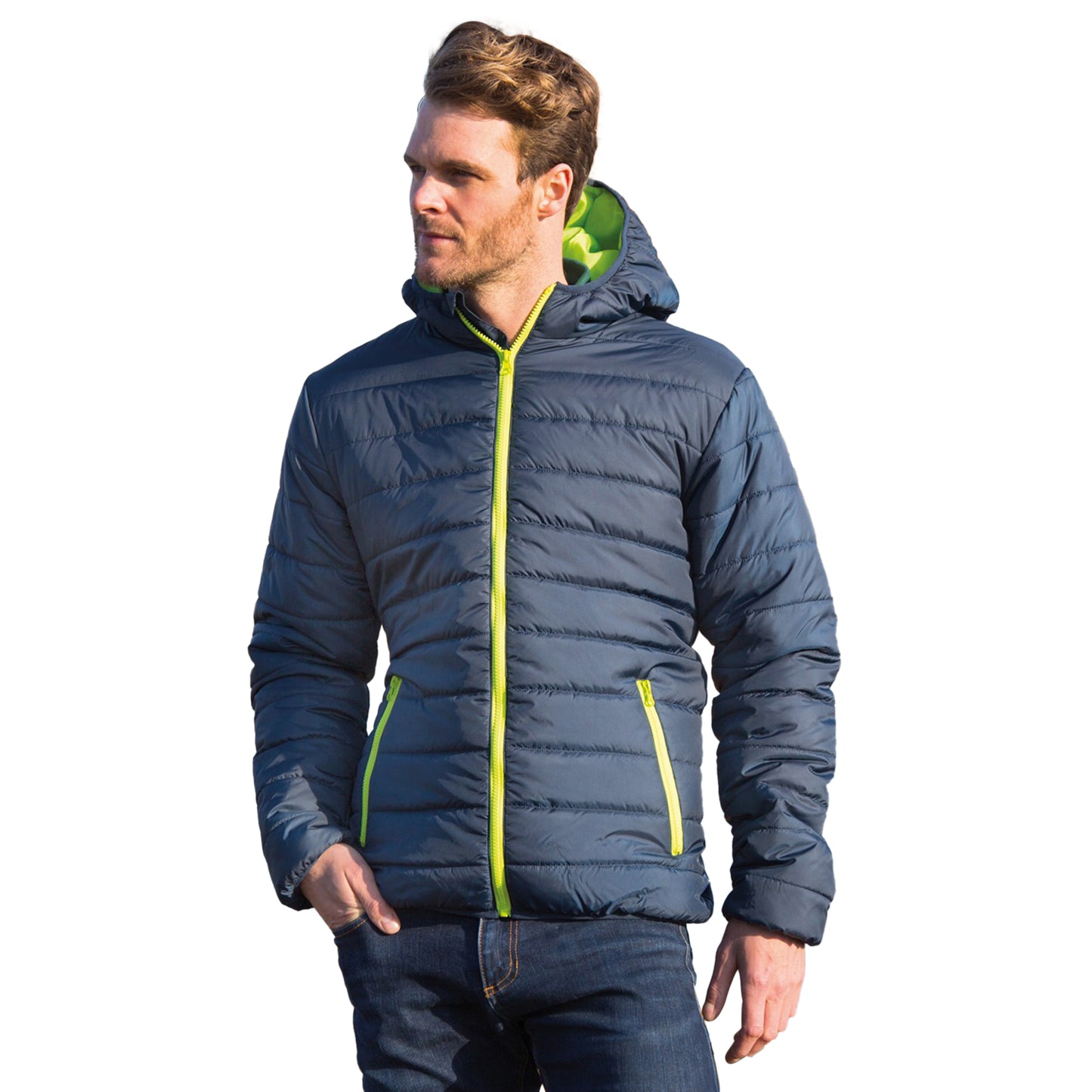 Navy-Lime - Back - Result Core Mens Soft Padded Jacket