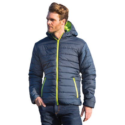 Navy-Lime - Back - Result Core Mens Soft Padded Jacket