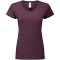 Dark Plum - Front - Fruit Of The Loom Womens-Ladies Fit Ringspun Premium Tshirt