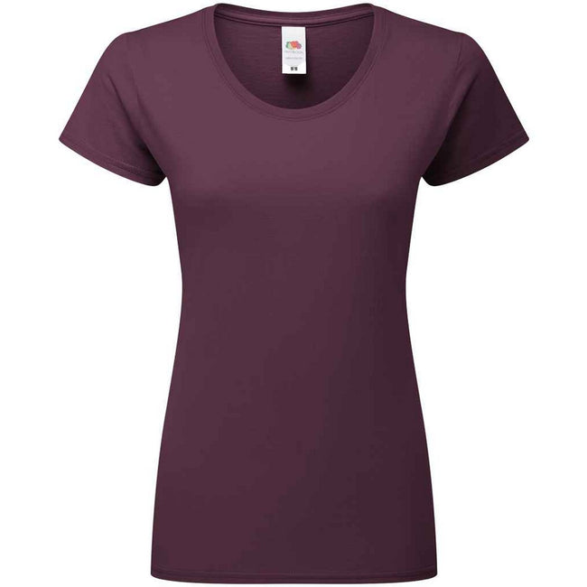 Dark Plum - Front - Fruit Of The Loom Womens-Ladies Fit Ringspun Premium Tshirt