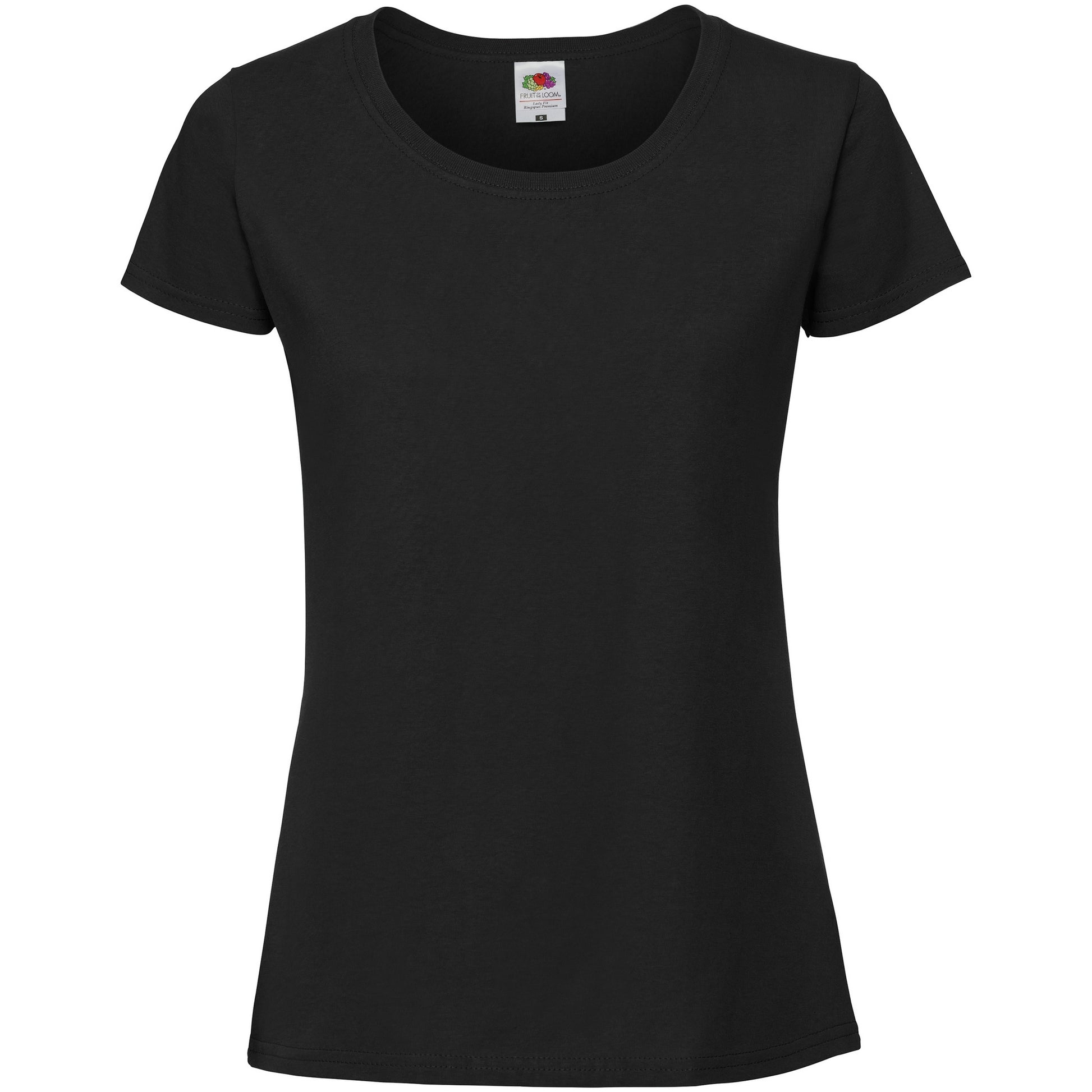 Black - Front - Fruit Of The Loom Womens-Ladies Fit Ringspun Premium Tshirt