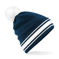 French Navy-White - Front - Beechfield Mens Stadium Beanie