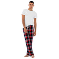 Red-Navy Check - Back - Skinnifit Mens Tartan Lounge Pants