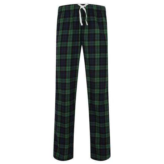Navy-Green Check - Front - Skinnifit Mens Tartan Lounge Pants