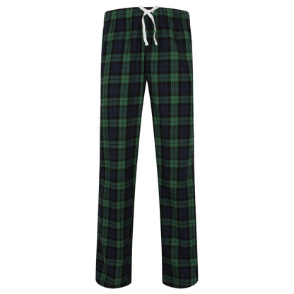 Navy-Green Check - Front - Skinnifit Mens Tartan Lounge Pants