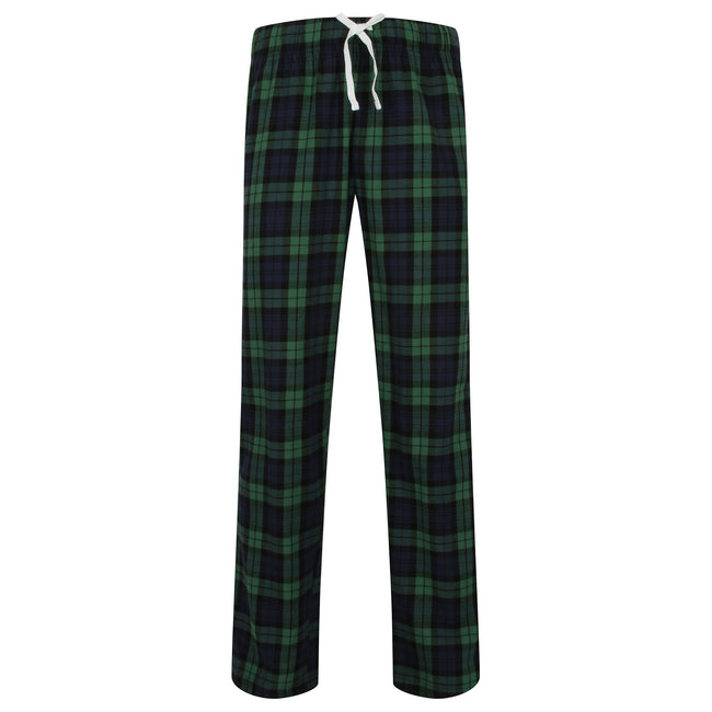 Navy-Green Check - Front - Skinnifit Mens Tartan Lounge Pants