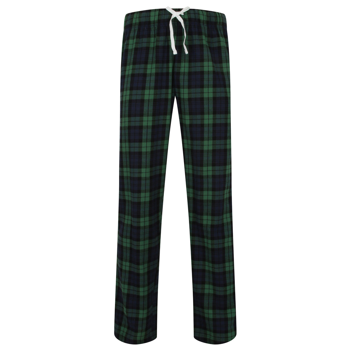 Navy-Green Check - Front - Skinnifit Mens Tartan Lounge Pants