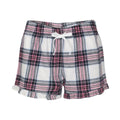 White-Pink Check - Front - Skinnifit Womens-Ladies Tartan Shorts