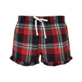 Red-Navy Check - Front - Skinnifit Womens-Ladies Tartan Shorts