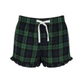 Navy-Green Check - Front - Skinnifit Womens-Ladies Tartan Shorts