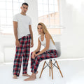 Red-Navy Check - Side - Skinnifit Womens-Ladies Tartan Lounge Pants